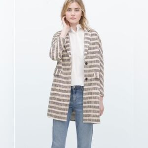 Zara Striped Coat Size Large